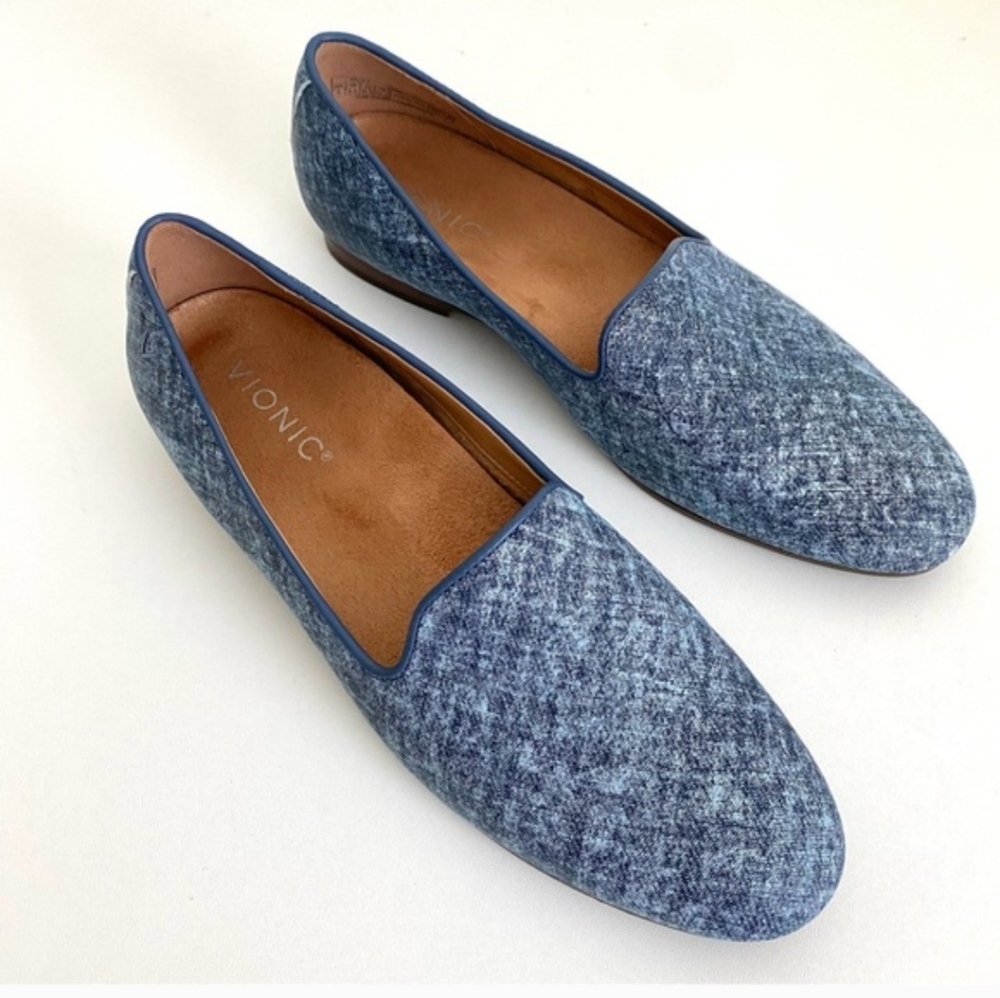 Vionic Willa II Orthotic Women's Denim Blue Loafers Flats Shoes Size 7.5